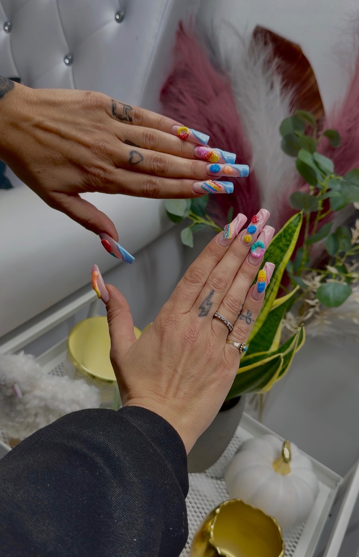 Colorful 3D candy nails